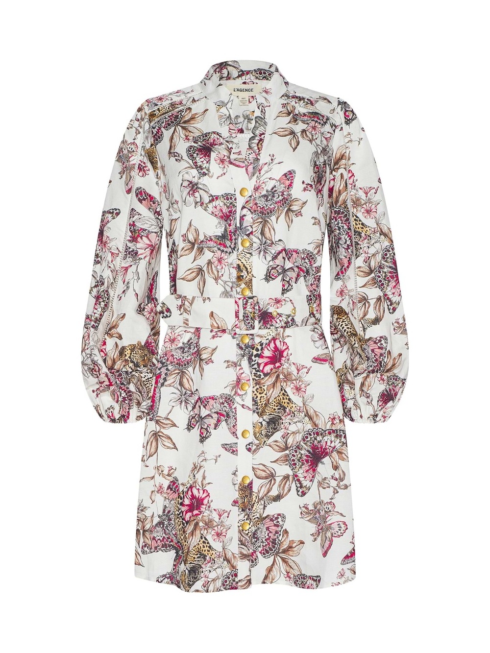 L’AGENCE Kiersten Butterfly Jungle Linen Blend Shirt Dress NWT Size S - Picture 6 of 9